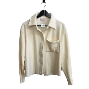 Butter Melon Cream Corduroy Button Up Shirt Jacket Shacket‎ Womens Medium